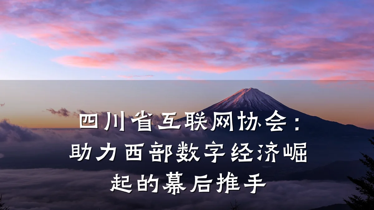 四川省互联网协会:助力西部数字经济崛起的幕后推手