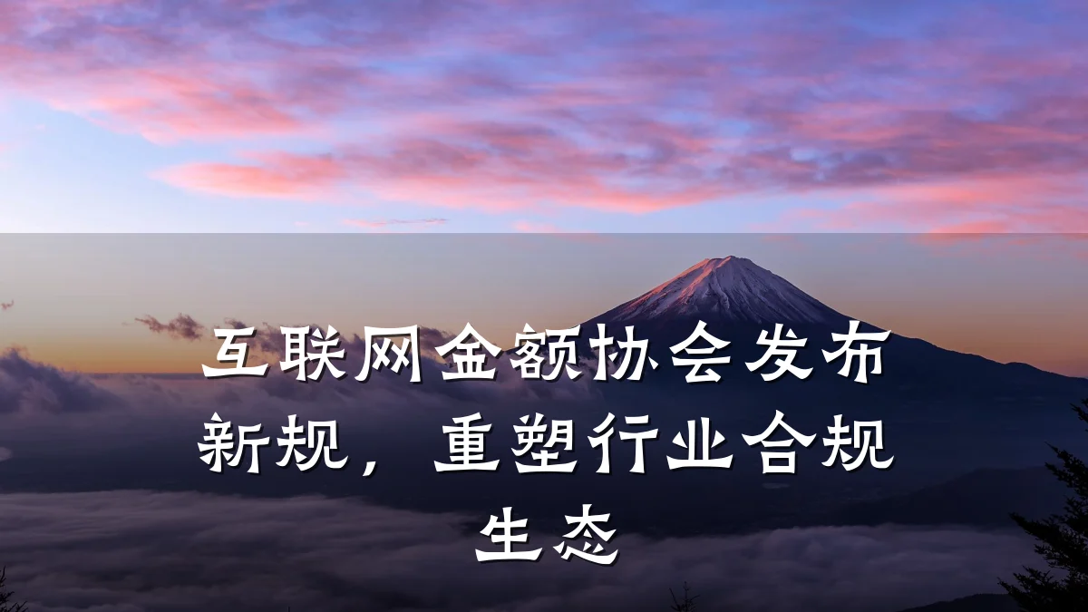 互联网金额协会发布新规,重塑行业合规生态