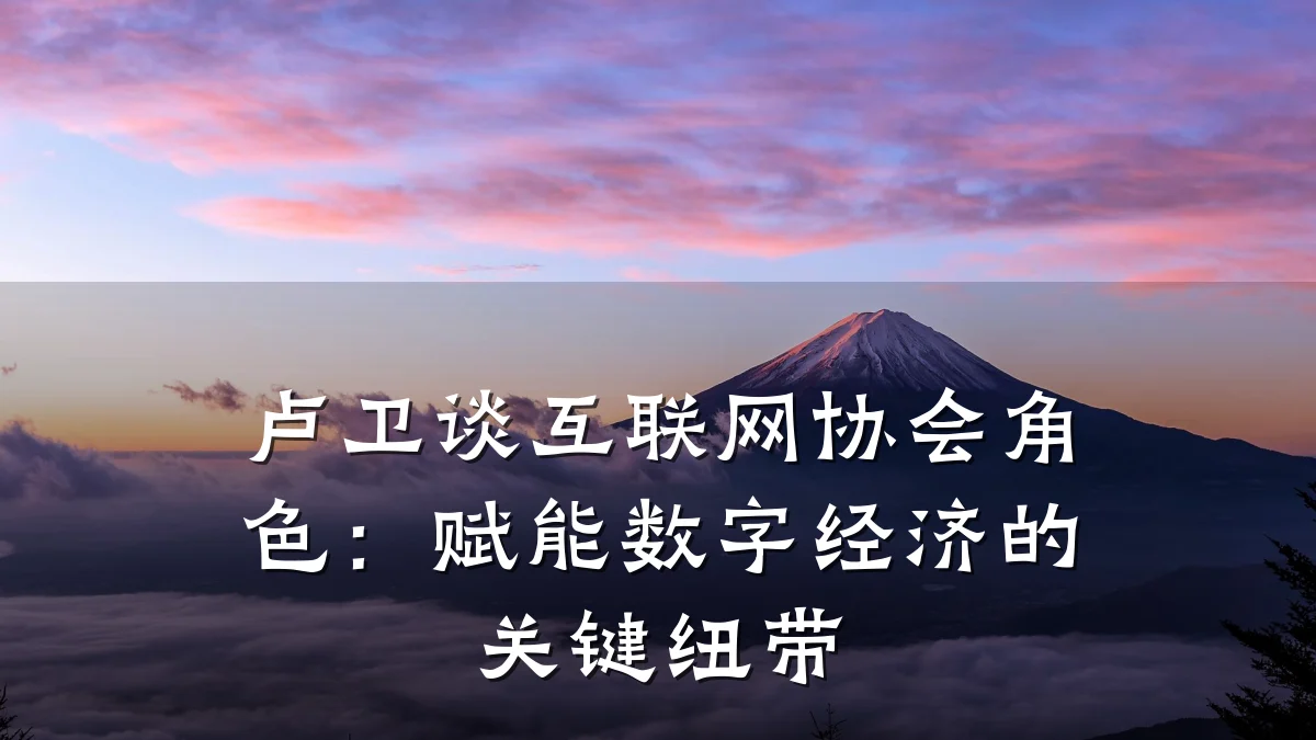 卢卫谈互联网协会角色:赋能数字经济的关键纽带