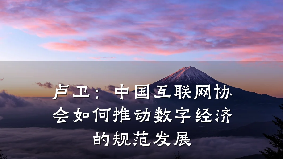 卢卫:中国互联网协会如何推动数字经济的规范发展