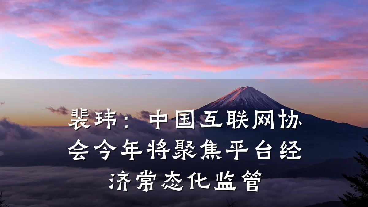 裴玮:中国互联网协会今年将聚焦平台经济常态化监管