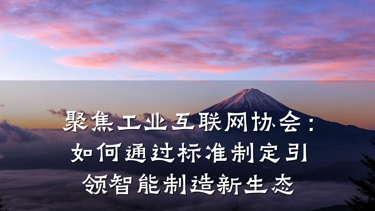 聚焦工业互联网协会：如何通过标准制定引领智能制造新生态