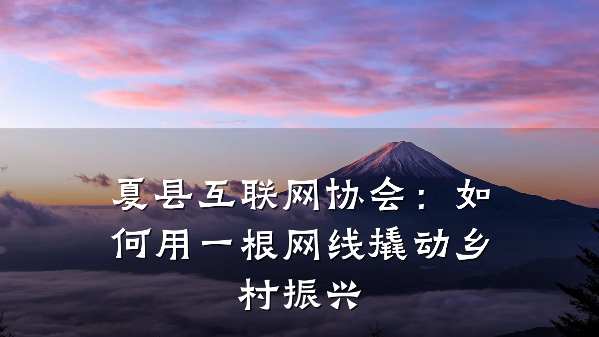 夏县互联网协会：如何用一根网线撬动乡村振兴