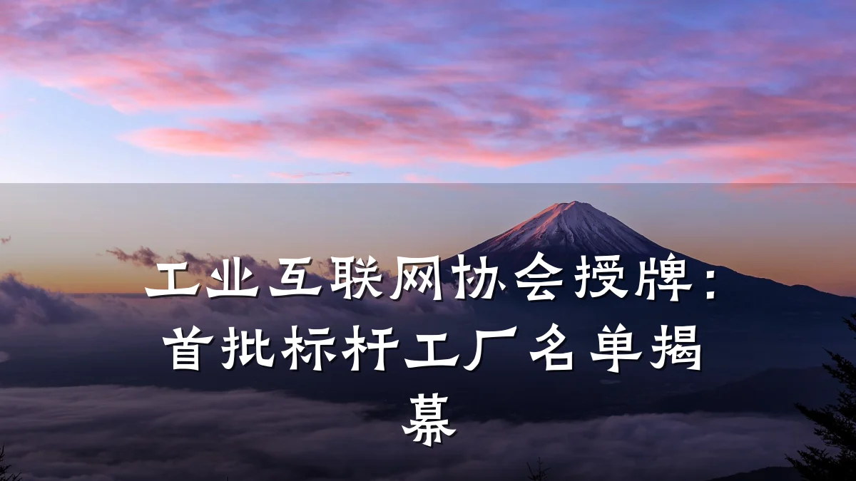 工业互联网协会授牌：首批标杆工厂名单揭幕